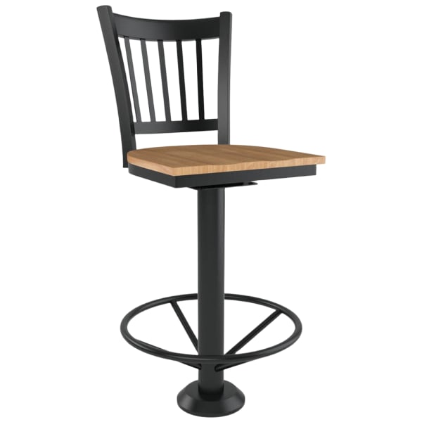 Vertical Slat Bolt Down Metal Swivel Bar Stool Interior