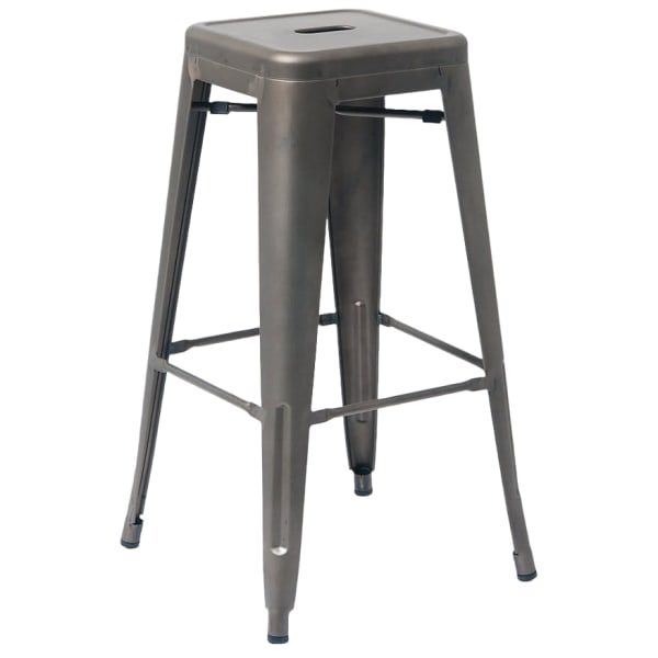 Bistro Style Metal Backless Bar Stool in Dark Grey Finish Interior