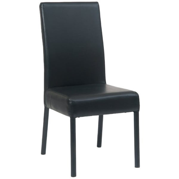 Black Metal Parsons Lounge Chair with Black Vinyl Upholstery Interior