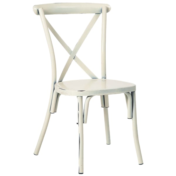 Stackable Metal X-Back Chair in White Finish Interior