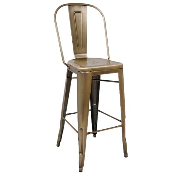 Bistro Style Metal Bar Stool in Brass Finish Interior