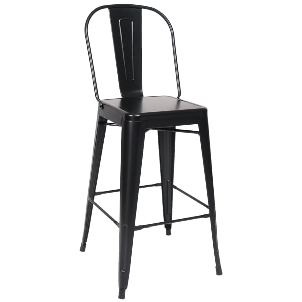 Bistro Style Metal Bar Stool in Black Finish Interior