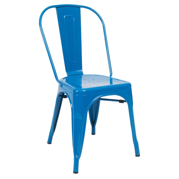 Bistro Style Metal Chair in Blue Finish Interior