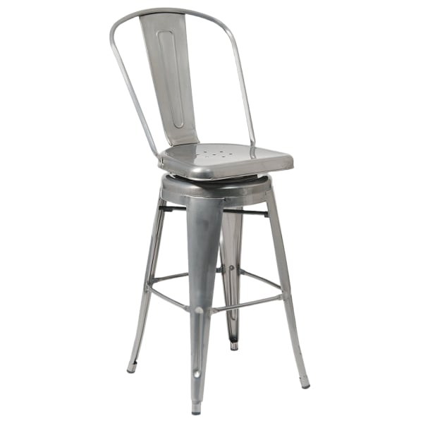 Bistro Style Metal Swivel Bar Stool in Clear Finish Interior