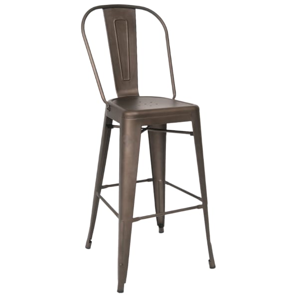 Bistro Style Metal Bar Stool in Dark Grey Finish Interior