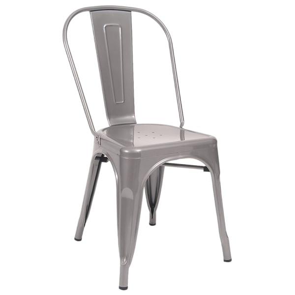 Bistro Style Metal Chair in Light Grey Finish Interior