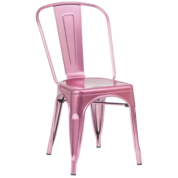 Bistro Style Metal Chair in Pink Finish Interior