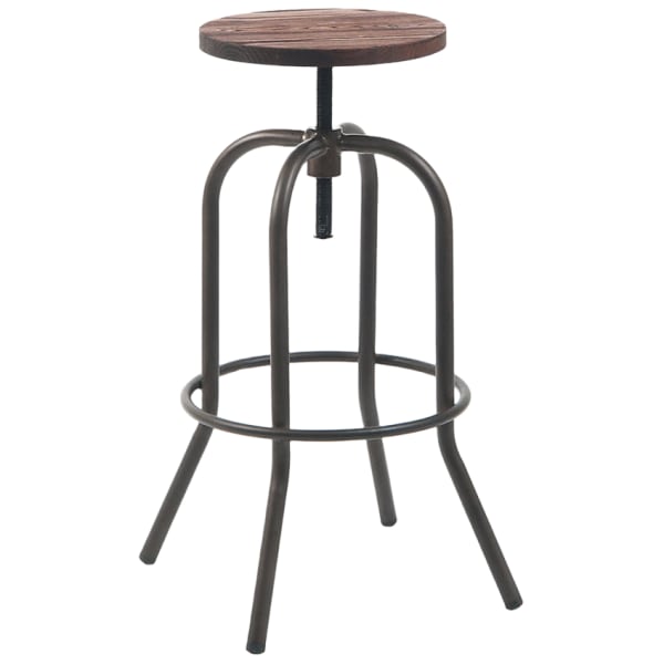 Dark Grey Swivel Backless Bar Stool with Walnut Wood Seat Interior