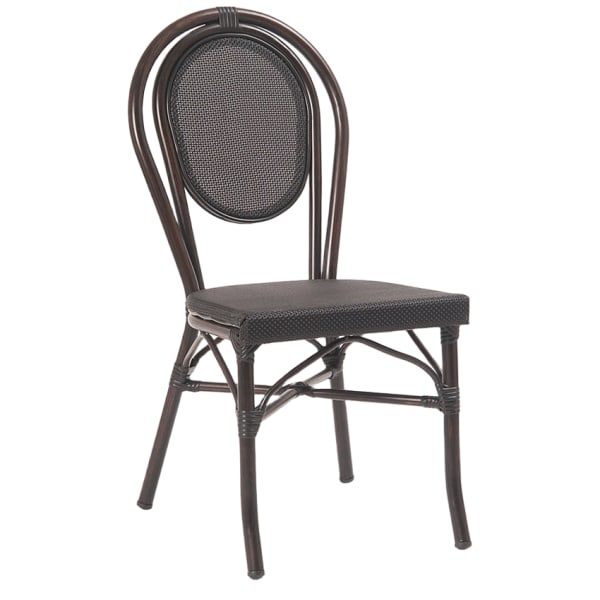 Economy Black Aluminum Patio Chair with Black Rattan Interior