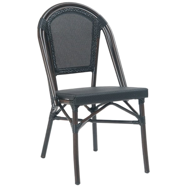 Aluminum Bamboo Patio Chair with Black Rattan Interior