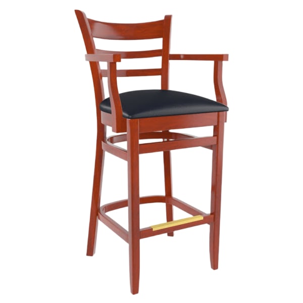 Premium US Made Ladder Back Bar Stool With Arms Interior