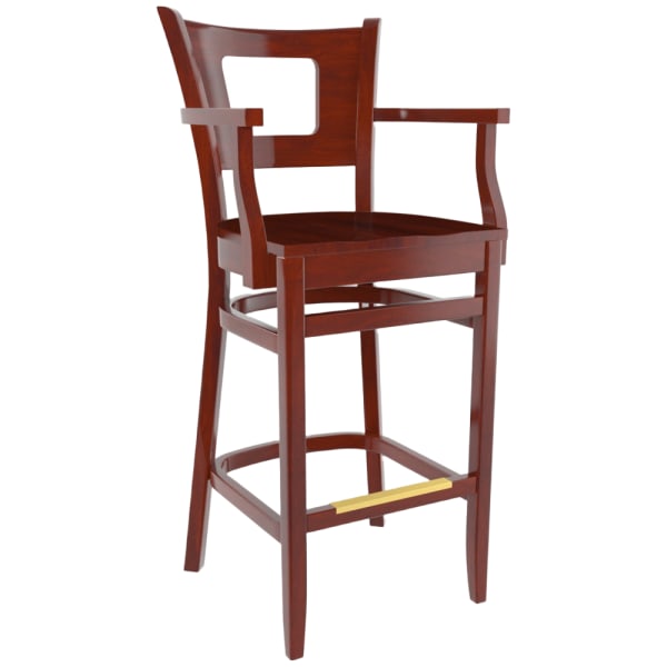 Premium US Made Duna Wood Bar Stool With Arms Interior