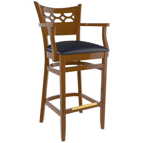 Premium US Made Leonardo Wood Bar Stool With Arms Interior