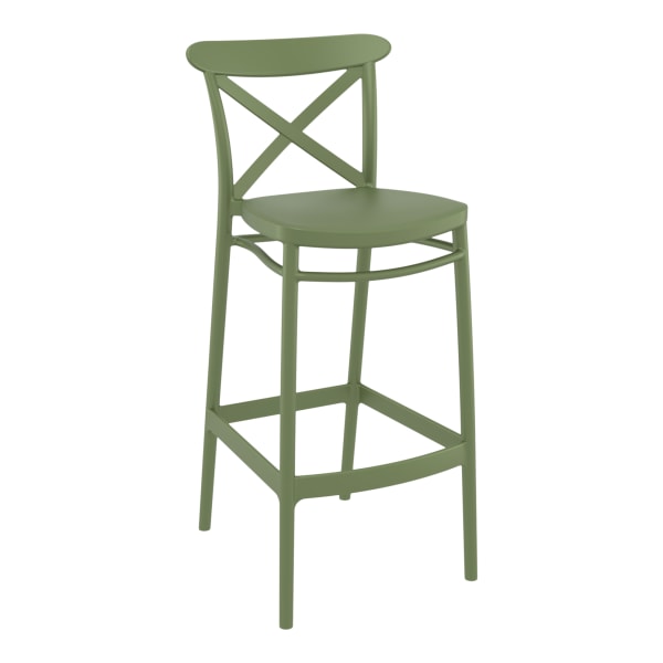 Cross Back Resin Patio Bar Stool Interior