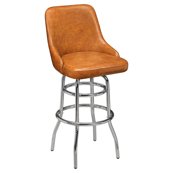 Premium Mauro Bucket Swivel Bar Stool with Chrome Frame Interior