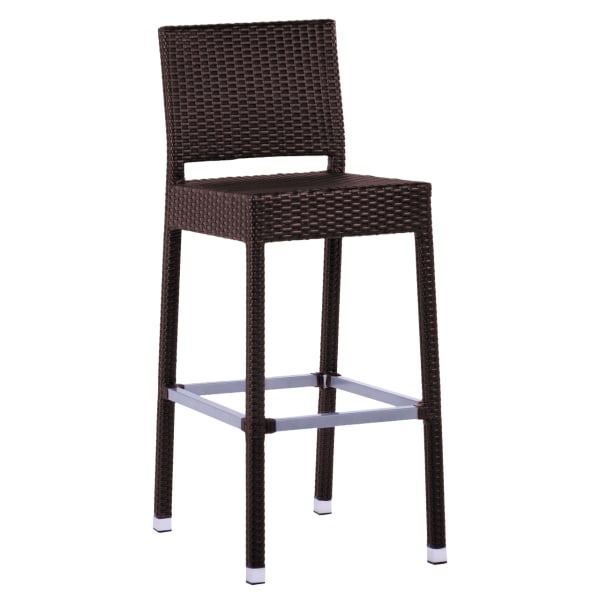 Felix Woven Chocolate Rattan Patio Bar Stool Interior