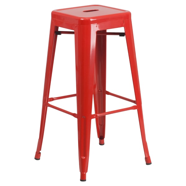 Red Backless Bistro Style Bar Stool Interior