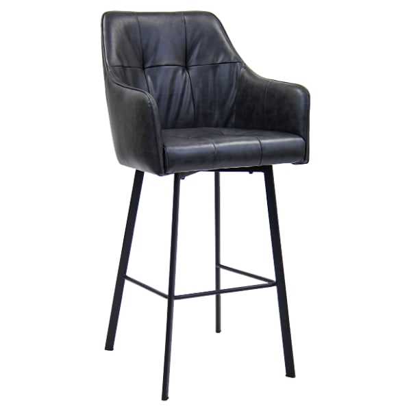 Recessed Dark Grey Vinyl Metal Bar Stool Interior