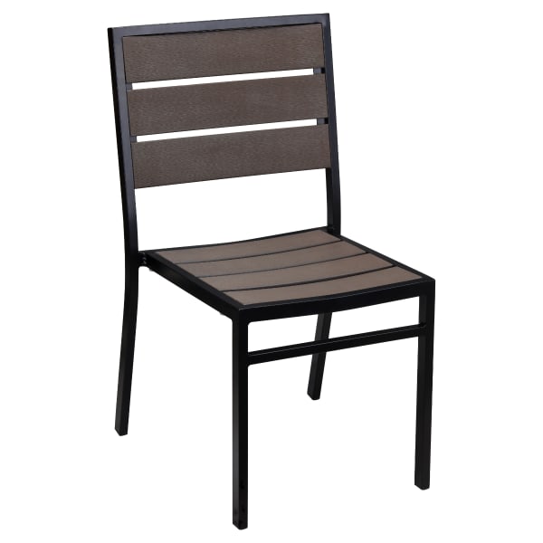 Black Aluminum Chair with Dark Walnut Faux Teak Interior