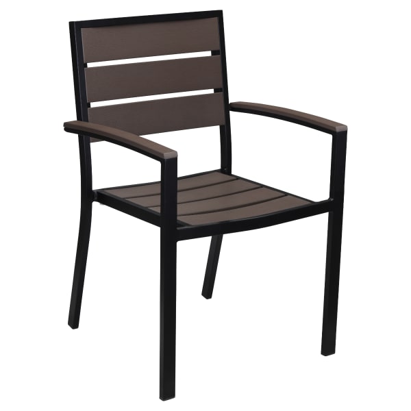 Black Aluminum Armchair with Dark Walnut Faux Teak Interior