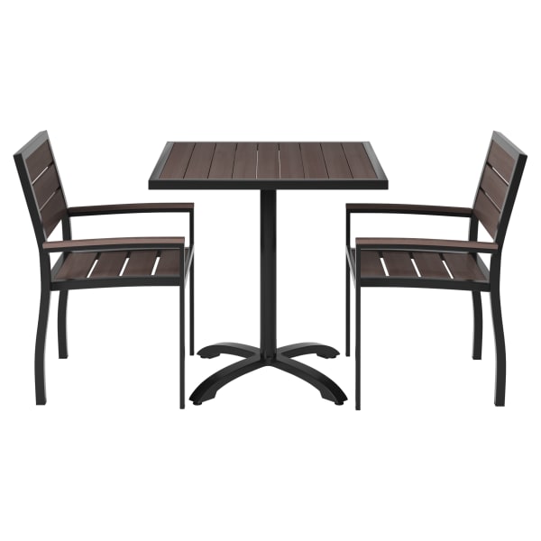 Black & Dark Walnut Patio Dining Set with Armchairs Interior