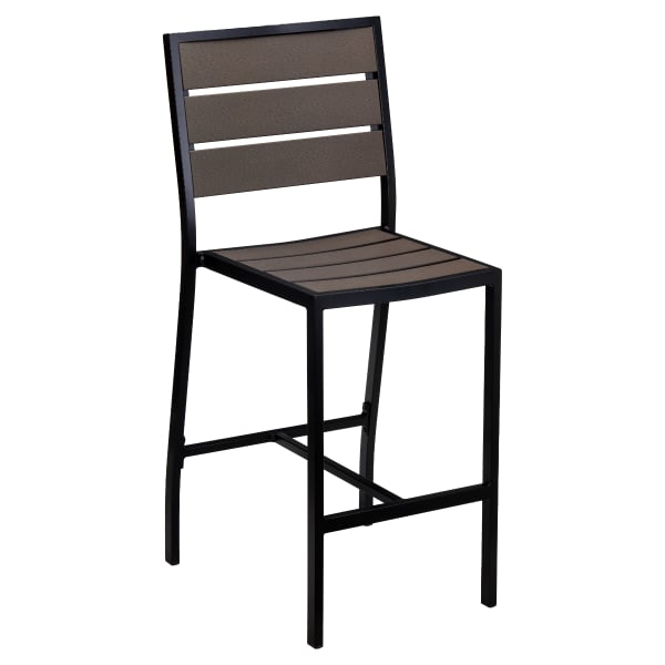 Black Aluminum Bar Stool with Dark Walnut Faux Teak Interior