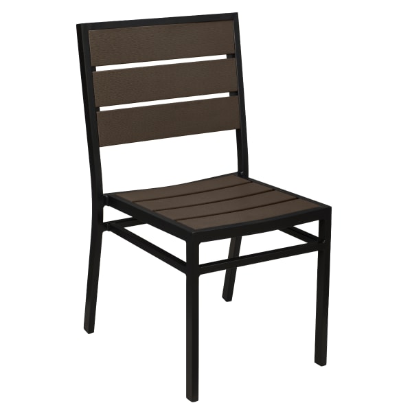 Black Aluminum Chair with Dark Walnut Faux Teak Interior