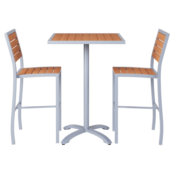 Gray Aluminum & Teak Bar Height Patio Set Interior