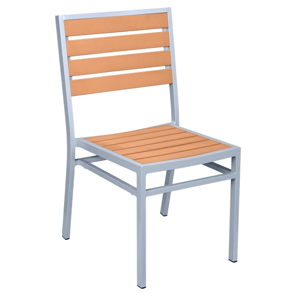 Grey Finish Heavy Duty Aluminum Patio Chair with Faux Teak Interior