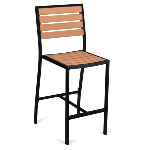 Black Heavy Duty Faux Teak Patio Bar Stool Interior