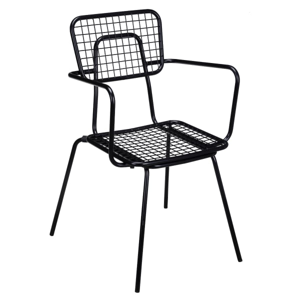 Black Ollie Outdoor Chair with Arms Interior