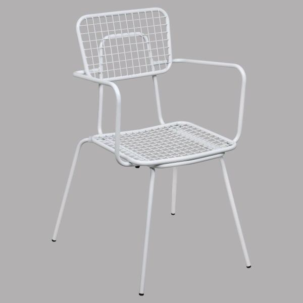 White Ollie Outdoor Chair with Arms Interior