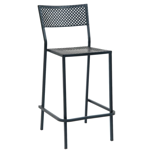 Checkered Outdoor Bar Stool in Black Finish Interior