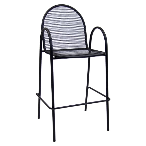 Black Metal Mesh Patio Arm Bar Stool Interior