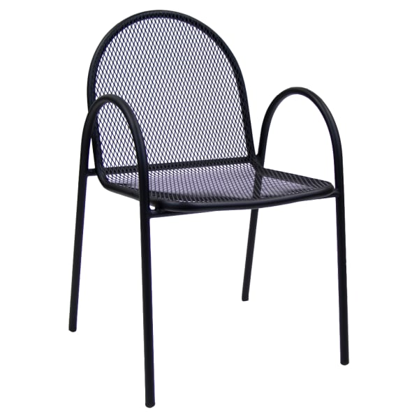 Black Metal Mesh Patio Arm Chair Interior