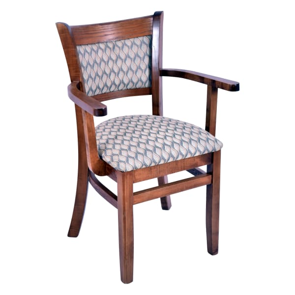 Premium Padded Back Wood Chair with Arms Interior