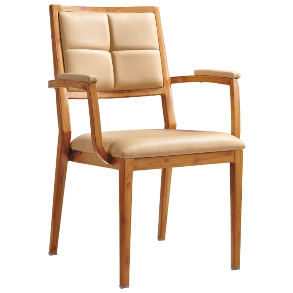 Milano Modern Padded Wood Grain Aluminum Arm Chair Interior